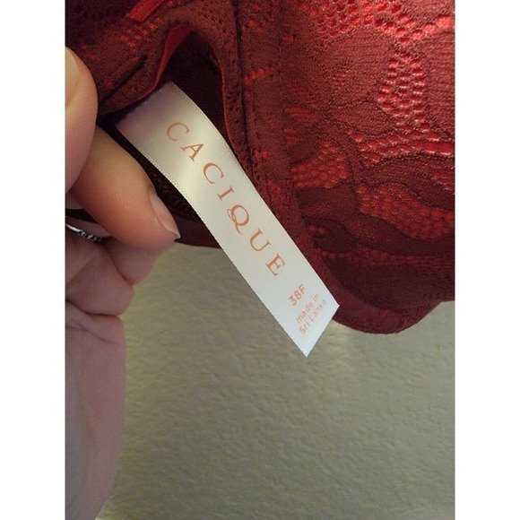 NWT CACIQUE Lane Bryant Lace Boost Plunge Bra Size 38F In Red - Picture 4 of 6